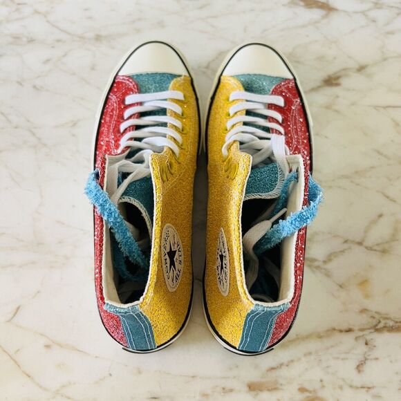 CONVERSE x JW ANDERSON Red Yellow Glitter Chuck 70 High Top - US 9.5 M / 11.5 W - Picture 8 of 12